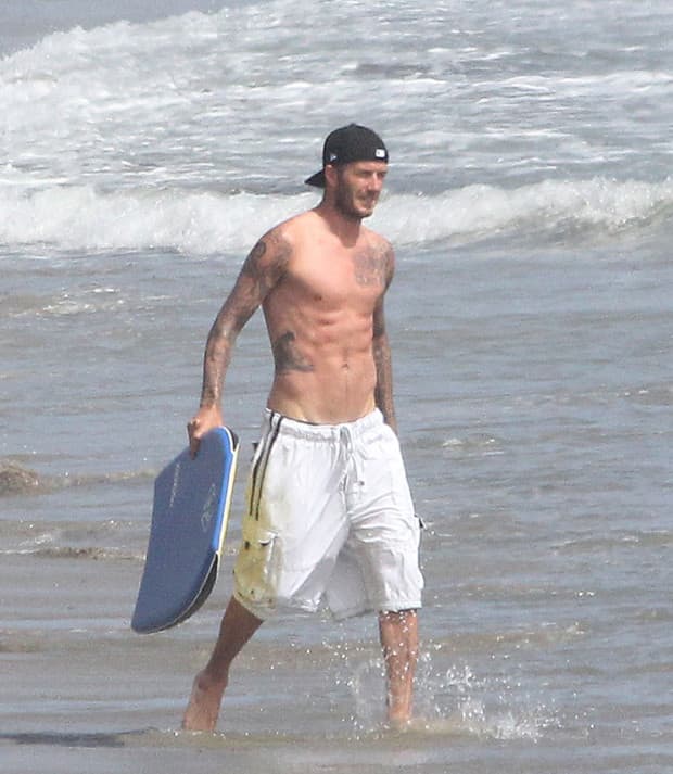 David Beckham surfing with his children, Malibu, America - 12 Aug 2011
