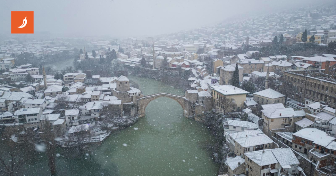 FOTO Pogled iz zraka na snijegom prekriven Mostar